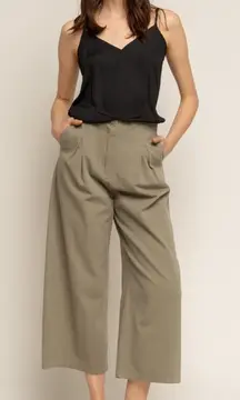 Grade & Gather Pleated Front Twill High Rise Wide Leg Pant Natural Size‎ L