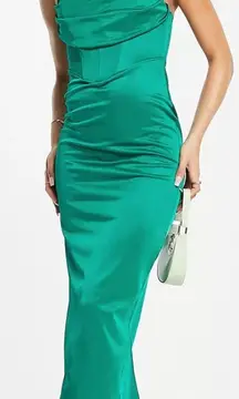 Emerald Green Satin Dress