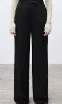 Zara Wide Leg High-Rise Trousers – Black – Size Medium