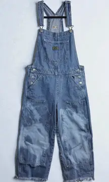 Vintage Levis M Denim Overalls Distress Acid Wide Leg Crop Utility 90s Grunge