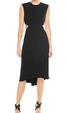 Halston Heritage  SLEEVELESS CUTOUT STRETCH CREPE COCKTAIL DRESS In BLACK sz 2