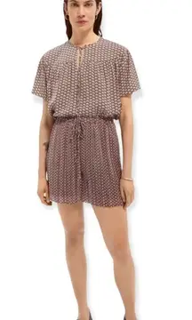 Scotch & Soda Printed High Waist Drawstring Bermuda Burgundy Shorts size M NWT