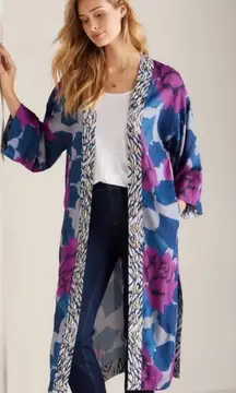 SOFT SURROUNDINGS Artika Kimono Topper Cowrie Shell Multi Color Size L/XL NEW