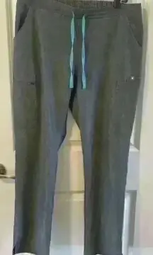 FIGS Technical collection cargo Scrub Pants Graphite Gray Size Medium teal tie