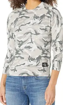 NWT  Gray Camo Print Sweater