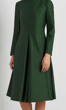 Chester Weinberg Dress 8 Vtg 60s Green Silk Cocktail Gown Covered Buttons