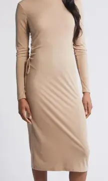 Vero Moda Phine Long Sleeve Rib Jersey Dress Light‎ Brown Comfort Casual Travel