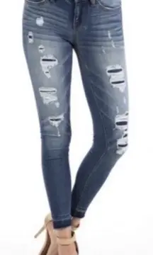 Judy‎ Blue Patched Destroy Skinny Women’s Jeans Size 1XL