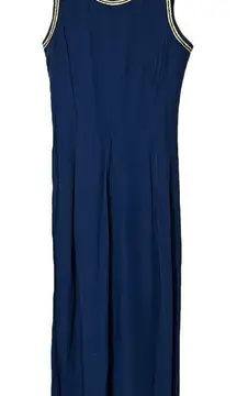 Vintage‎ Joseph Ribkoff 80s Blue With Gold Trim Jumpsuit Size 6