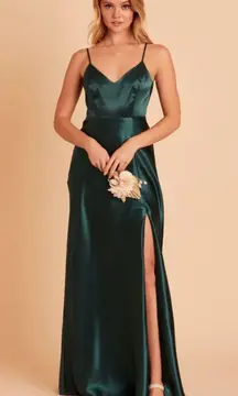 Birdy Grey Jay Bridesmaid Dress Shiny Satin Emerald Green size Small $89