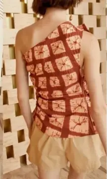 Ulla Johnson Senta One-Shoulder Tie Dye Stripe Cotton Top Size 12‎