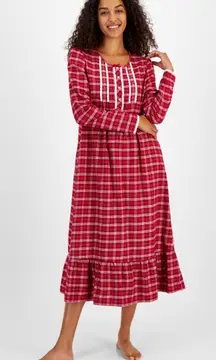 Brand New Charter Club Intimates Women's Size Medium Red Holly Plaid Sleep Dress