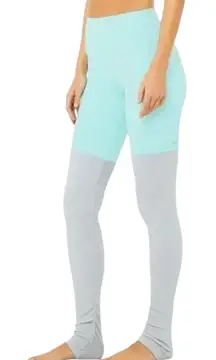 Alo Yoga High Waist Goddess Legging Turquoise/‎ Grey Heather Balletcore Size XS
