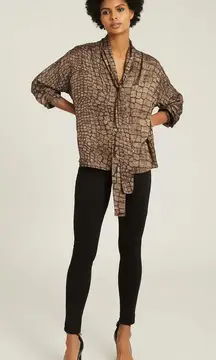 NWT $245 REISS Jessie Croc Print Blouse