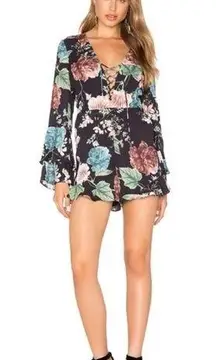 Bardot black floral Amelia playsuit size 6 / S new