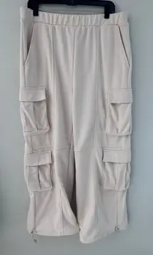 Lazy Sundays size XL Wide Leg Cargo Sweatpants - Cream