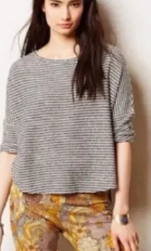 Anthropologie Deletta Striped Back Cutout Dolman Knit Top Hi Low Womens Size S‎