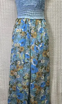 Mini blue floral crochet jumpsuit  from B•O•G Collective size small‎