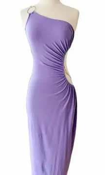 WEWOREWHAT Cocktail Snake Chain Cut Out Maxi Dress Electric Purple Medium NWT