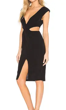 x Revolve Dress Roseanne Cutout Bodycon Front Slit Black S NWT New