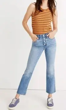 Madewell Mid Rise Cali Demi Boot Cropped Kick Flare Button Fly Jeans Blue 25