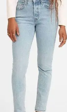 Levi's, New, 501 High Rise Skinny Tango Light Wash Button Fly Blue Jeans, 30