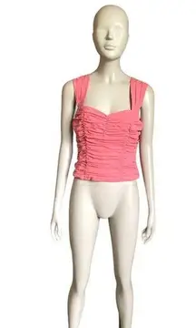 Express Pink Ruched Cropped Tank Top