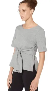 Nike Dri Fit Wrap Tie Waist Tunic Sweatshirt Top Gray Women's Size L