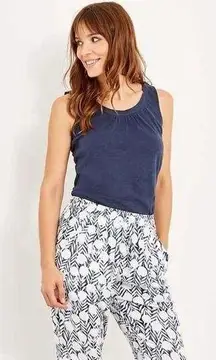 Lands End Ruffled Sleeveless Scoop Neck Tank Top Blouse Navy Blue XXS