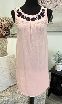Jasmine & Ginger Pink Midi Dress with Navy Accents
