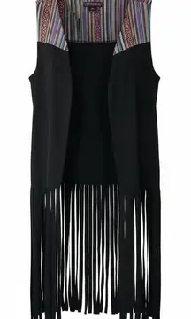 Rock and Roll Cowgirl Black Fringe Vest S Faux Suede Boho Western Rodeo 2 Step