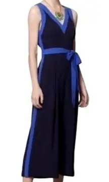 Elevenses Anthropologie Black And Blue‎ Sleeveless Cut Out Becca Jumpsuit Size 0