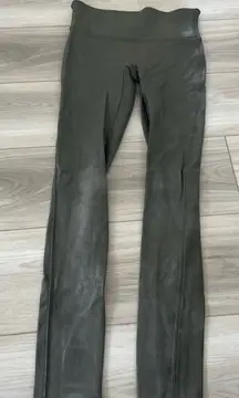 Spanx Green‎ Faux Leather Snakeskin Textured Highwaisted Leggings Size Small