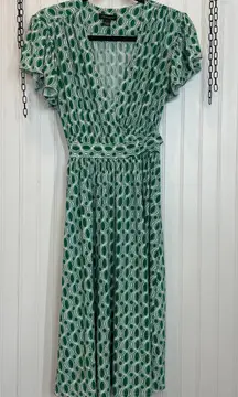 Intrigue Wrap Dress Womens Size S Green Flutter Sleeve Casual
