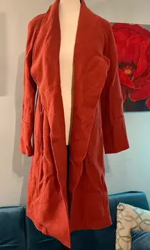 Tahari Womens Size S Small Rust Cardigan Style Collared Wool Blend Jacket