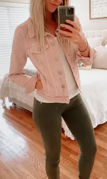 LOFT NWT Pink Distressed Denim Jacket