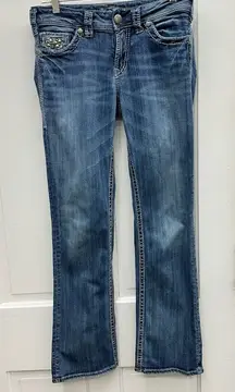 Silver Suki Flap 17" thick stitch denim jeans women's 28 x 31