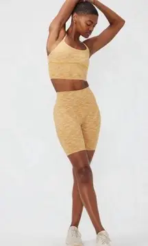 Outdoor Voices Matching Set Free Flow Crop Top and Bike shorts Sunset Yellow