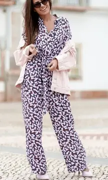 H&M x Anna Glover Floral Lightweight Viscose Dolman Sleeve‎ Jumpsuit Tie Waist