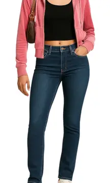 Y2K Juicy Couture Thin Denim‎ Skinny Jeans 8 Blue Stretch Mid Rise Gold Button