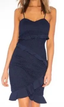 Bardot  Fae Lace Sheath Cocktail Dress Deep Navy 8