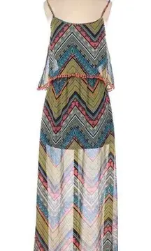 Umgee  Casual Maxi Dress Chevron Boho Frills Sexy S