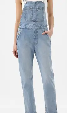 GAP 100% Cotton Distressed Light Wash Denim Overalls