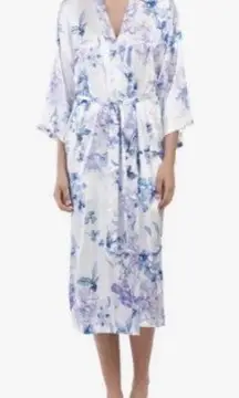 LINEA DONATELLA Womens Noralee Floral Long Silky Robe Size Medium New