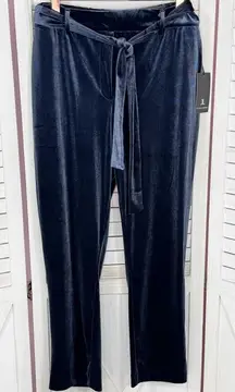 Jules & Leopold Velvet Velour Pants Slim Leg Pull On Ankle Blue Medium