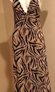 Animal Print Boutique Halter Top Maxi Dress Sz. M