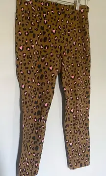 J. Crew Brown and Pink Animal Print Cropped Leggings Size Small