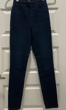 Express Dark Blue Denim Jeggings Leggings High Rise Small 0 2 4 Long new