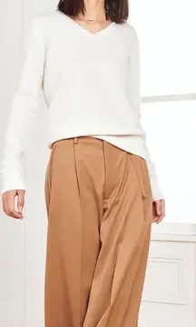 QUINCE 100% Cashmere V-Neck Sweater ivory Women’s XS timeless quiet luxury