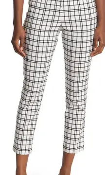 Amanda Windowpane Slim Ankle Pants IVORY/BLACK, Size 12